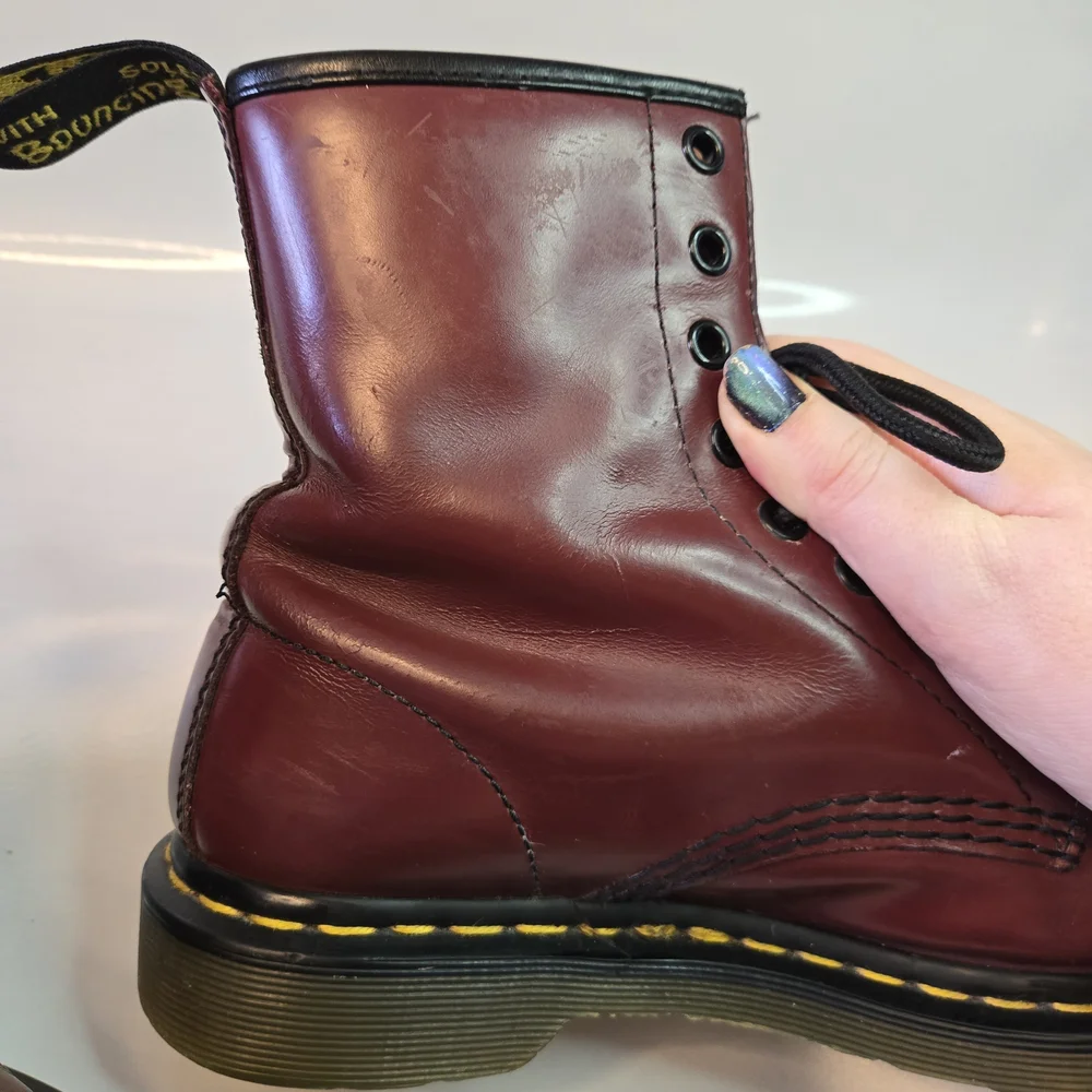 Dr. Martens Doc Martens Burgundy Leather 1460 Grunge Combat Boots 8 11821 - Picture 13 of 16